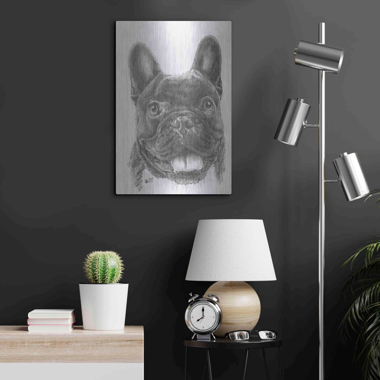 Luxe Metal Art 'French Bulldog 3' by Barbara Keith, Metal Wall Art,16x24