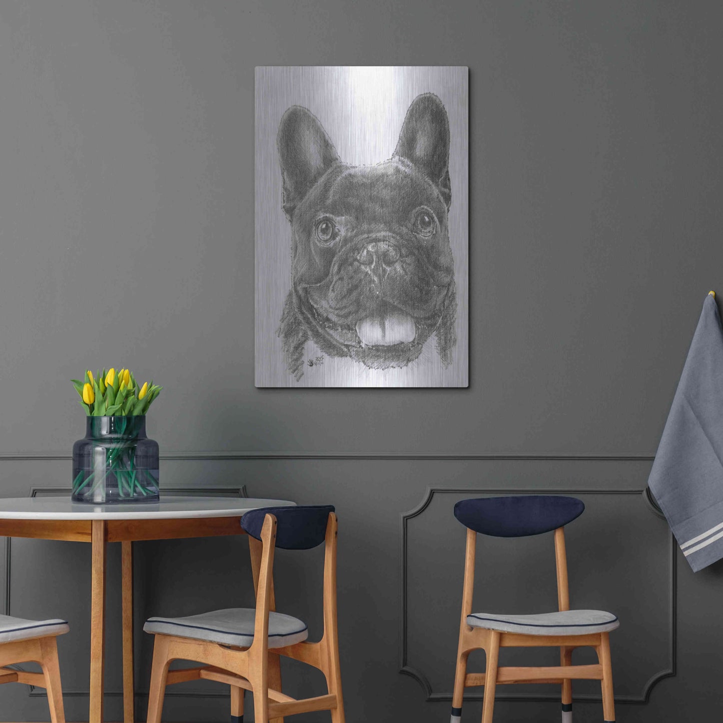 Luxe Metal Art 'French Bulldog 3' by Barbara Keith, Metal Wall Art,24x36