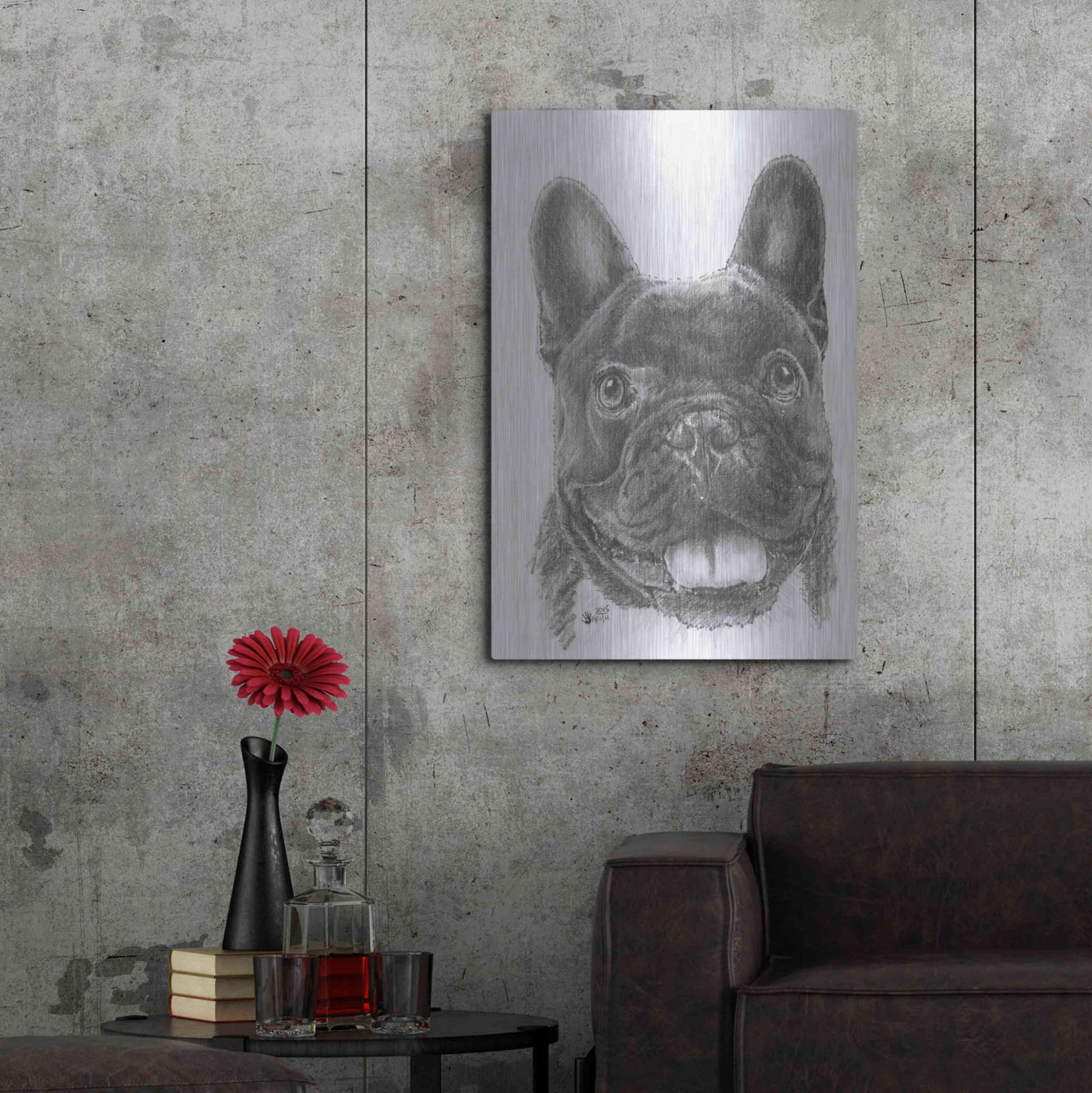 Luxe Metal Art 'French Bulldog 3' by Barbara Keith, Metal Wall Art,24x36