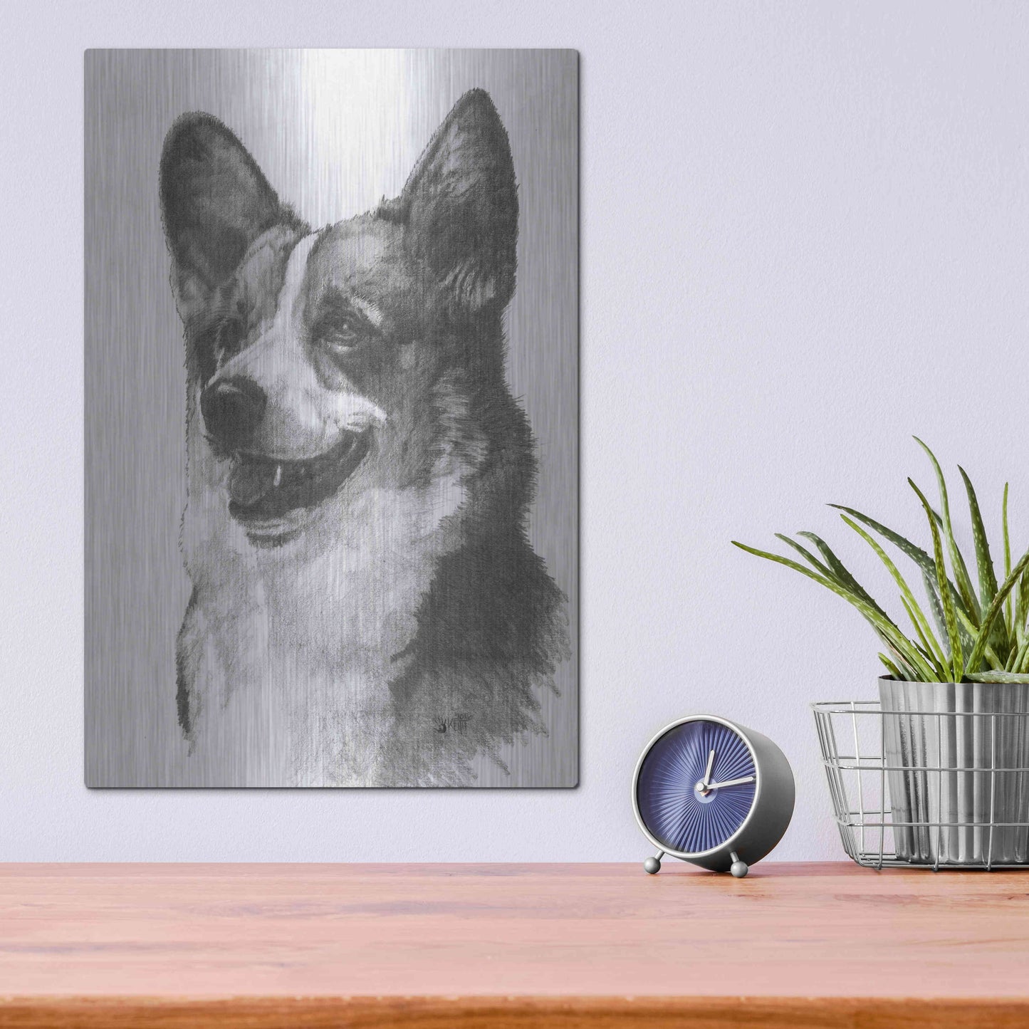 Luxe Metal Art 'Welsh Corgi' by Barbara Keith, Metal Wall Art,12x16