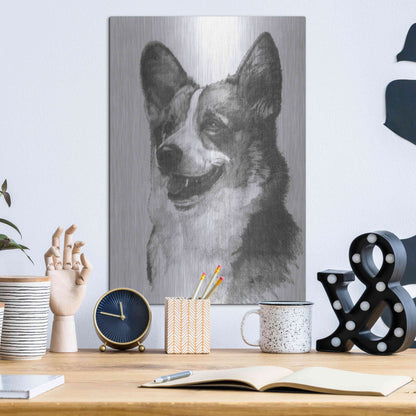 Luxe Metal Art 'Welsh Corgi' by Barbara Keith, Metal Wall Art,12x16