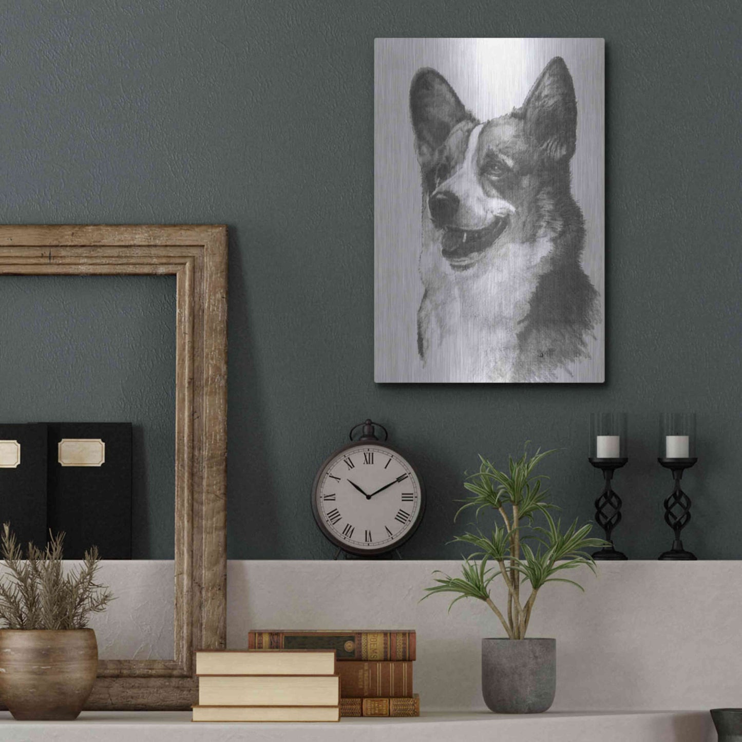 Luxe Metal Art 'Welsh Corgi' by Barbara Keith, Metal Wall Art,12x16