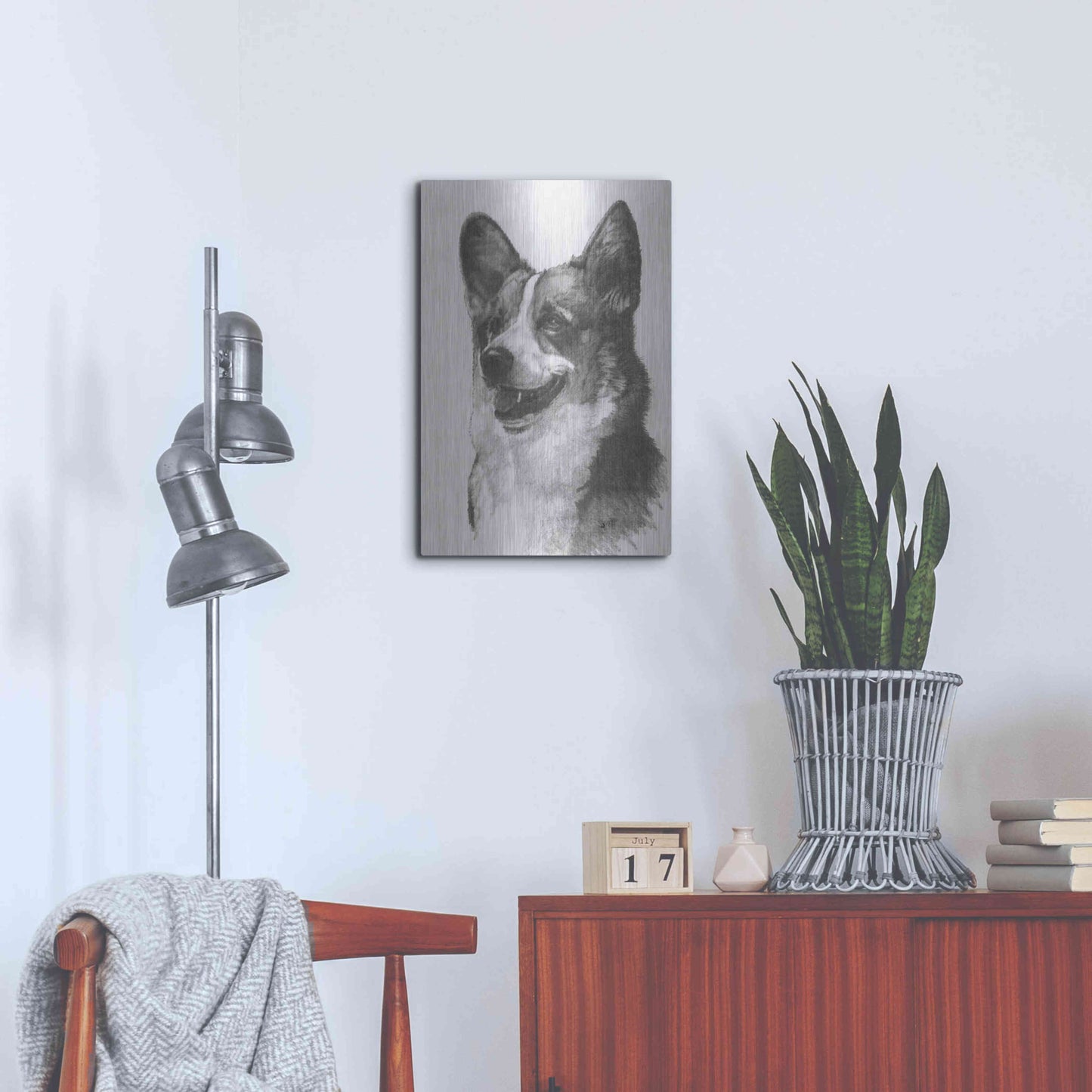 Luxe Metal Art 'Welsh Corgi' by Barbara Keith, Metal Wall Art,16x24