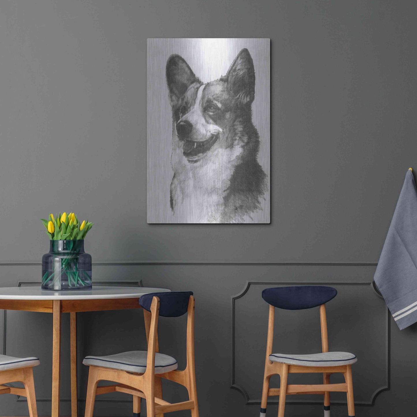 Luxe Metal Art 'Welsh Corgi' by Barbara Keith, Metal Wall Art,24x36