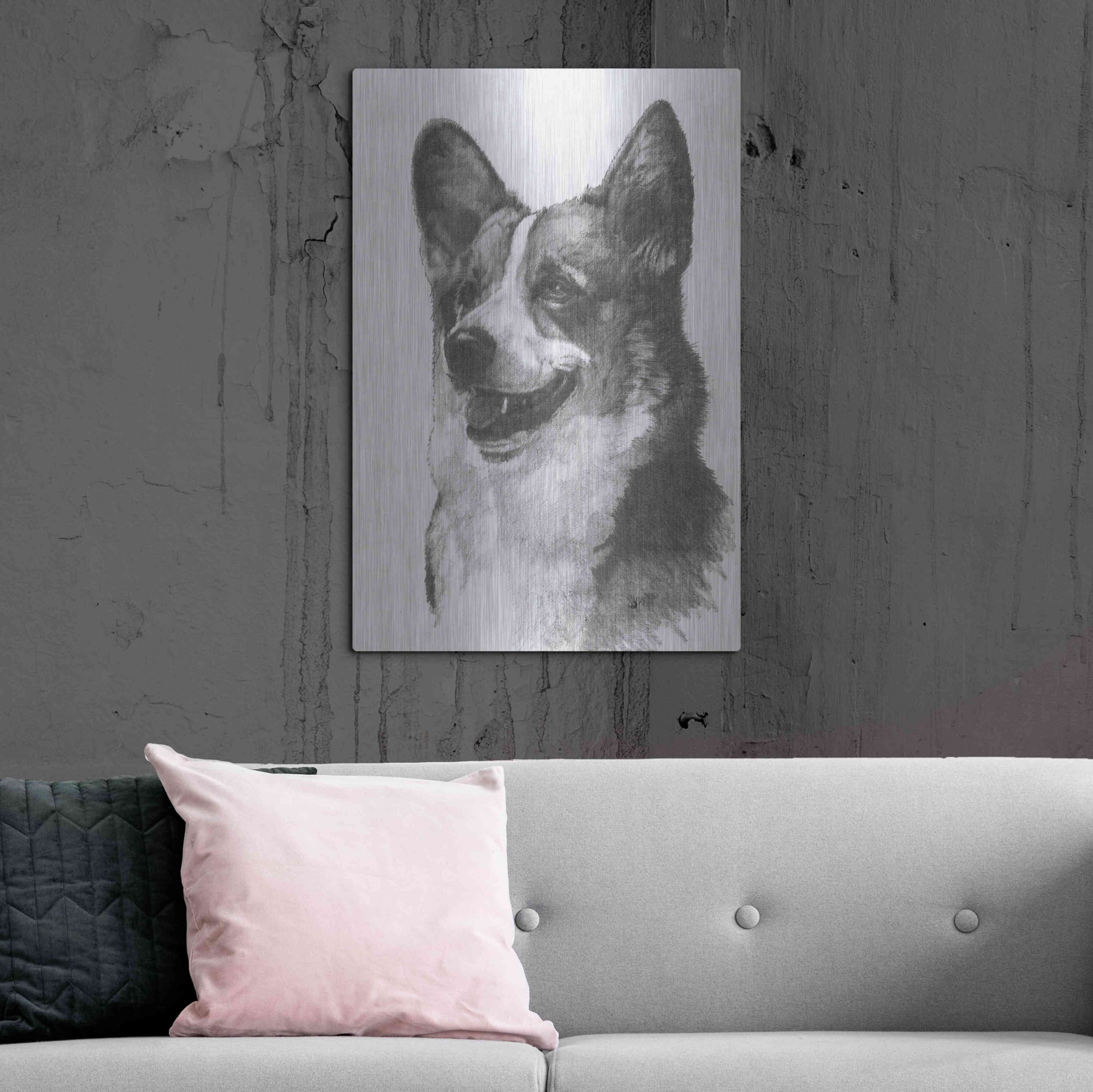 Luxe Metal Art 'Welsh Corgi' by Barbara Keith, Metal Wall Art,24x36