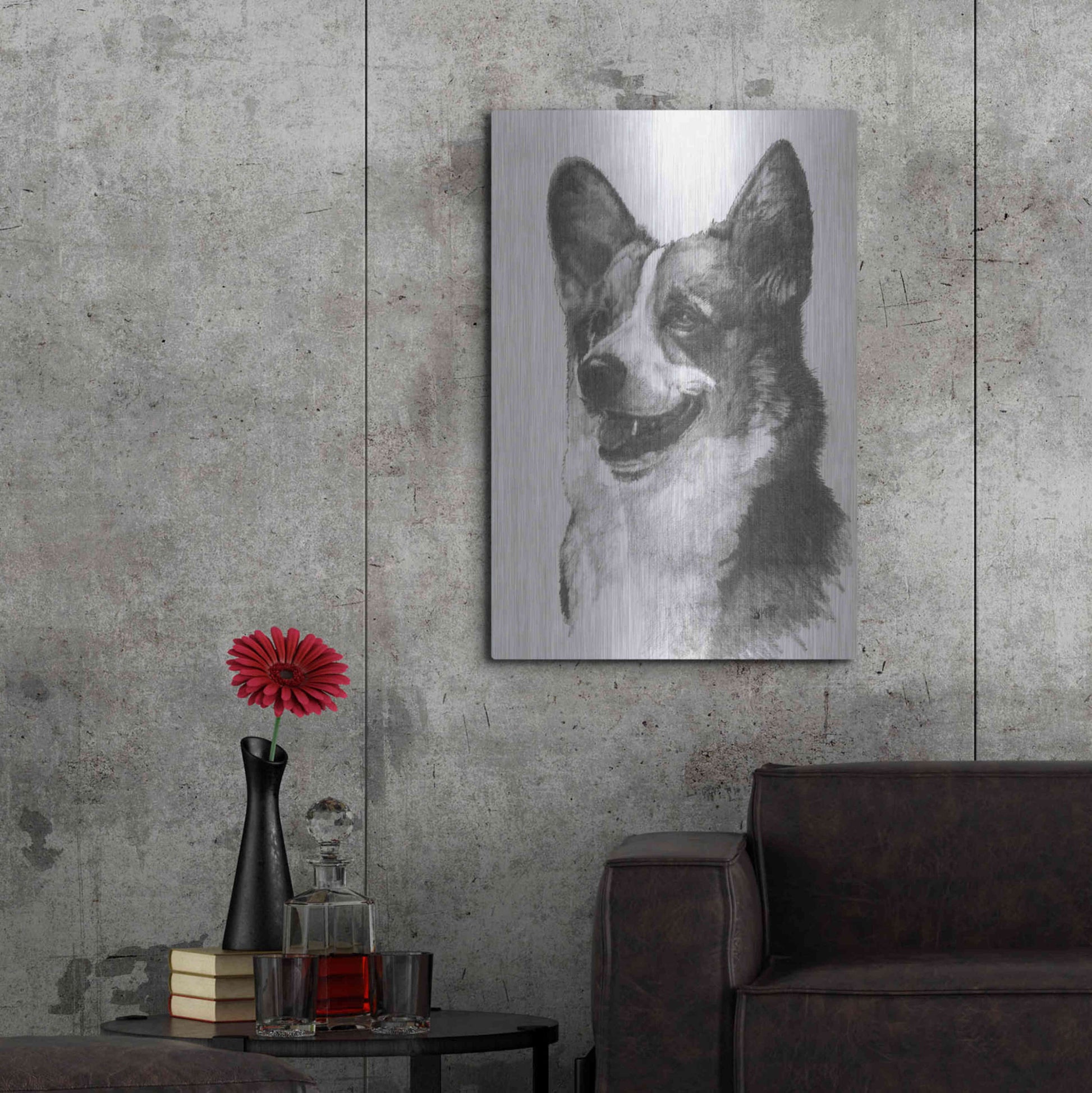 Luxe Metal Art 'Welsh Corgi' by Barbara Keith, Metal Wall Art,24x36