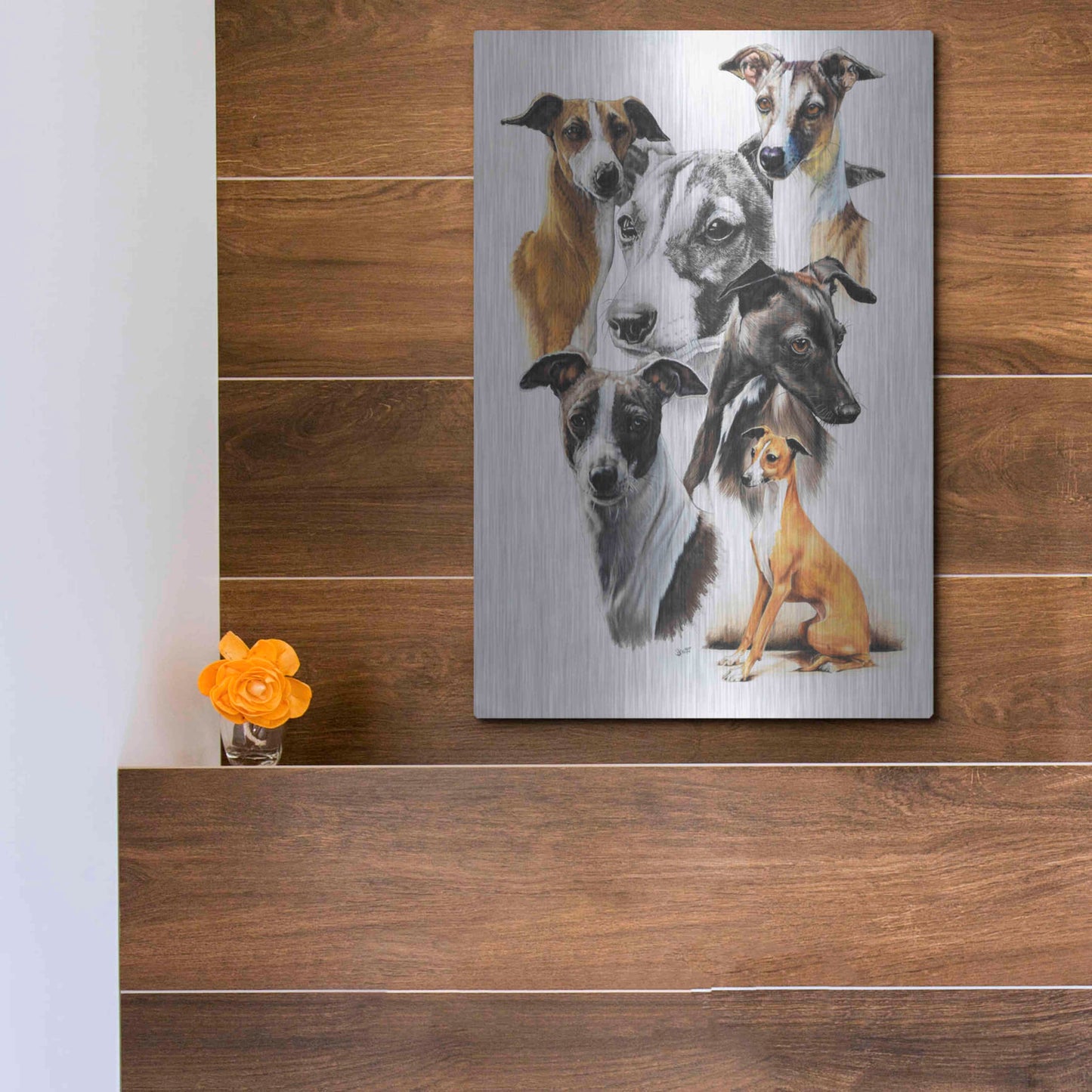 Luxe Metal Art 'Italian Greyhound Medley' by Barbara Keith, Metal Wall Art,12x16