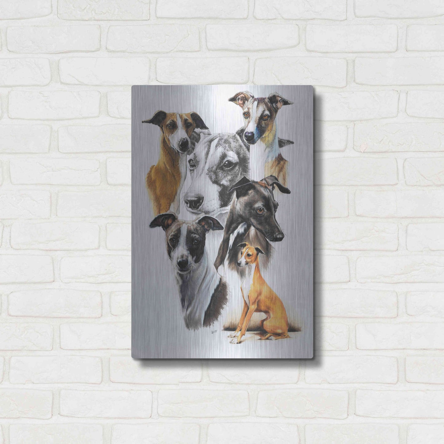 Luxe Metal Art 'Italian Greyhound Medley' by Barbara Keith, Metal Wall Art,16x24