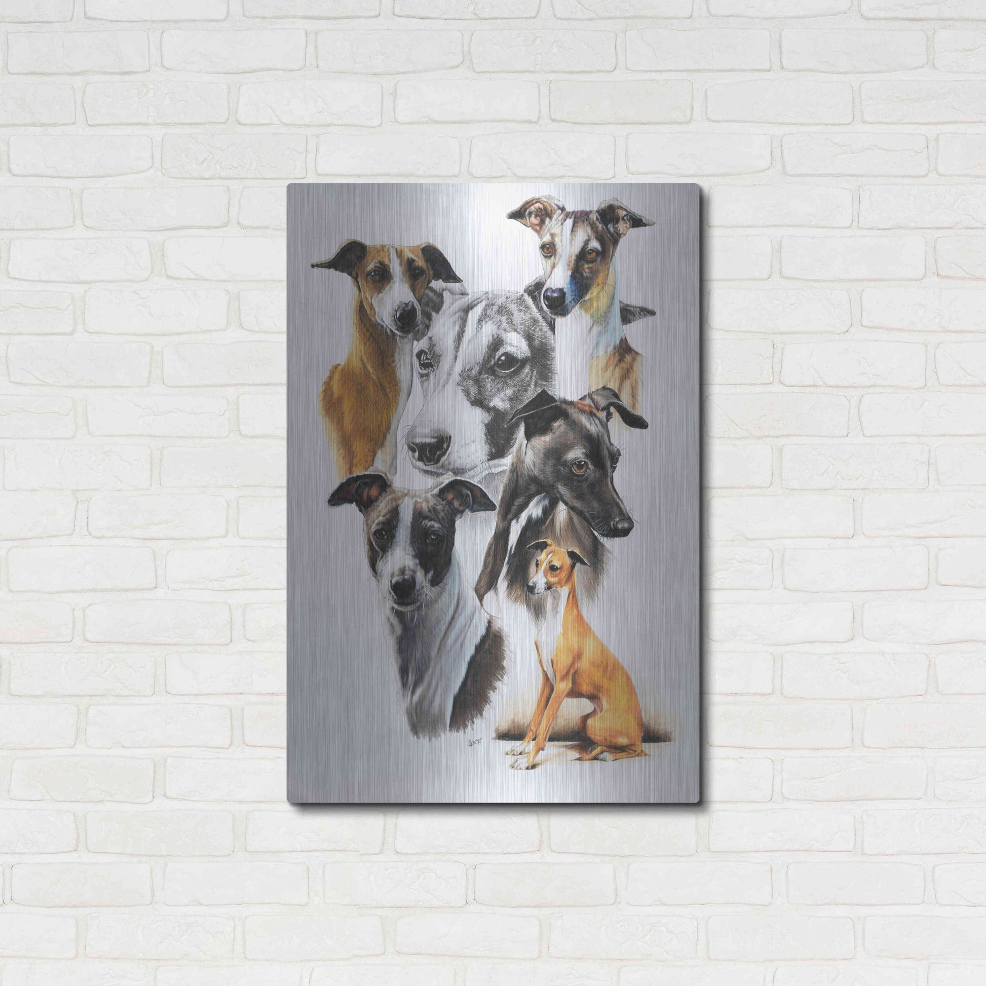 Luxe Metal Art 'Italian Greyhound Medley' by Barbara Keith, Metal Wall Art,24x36