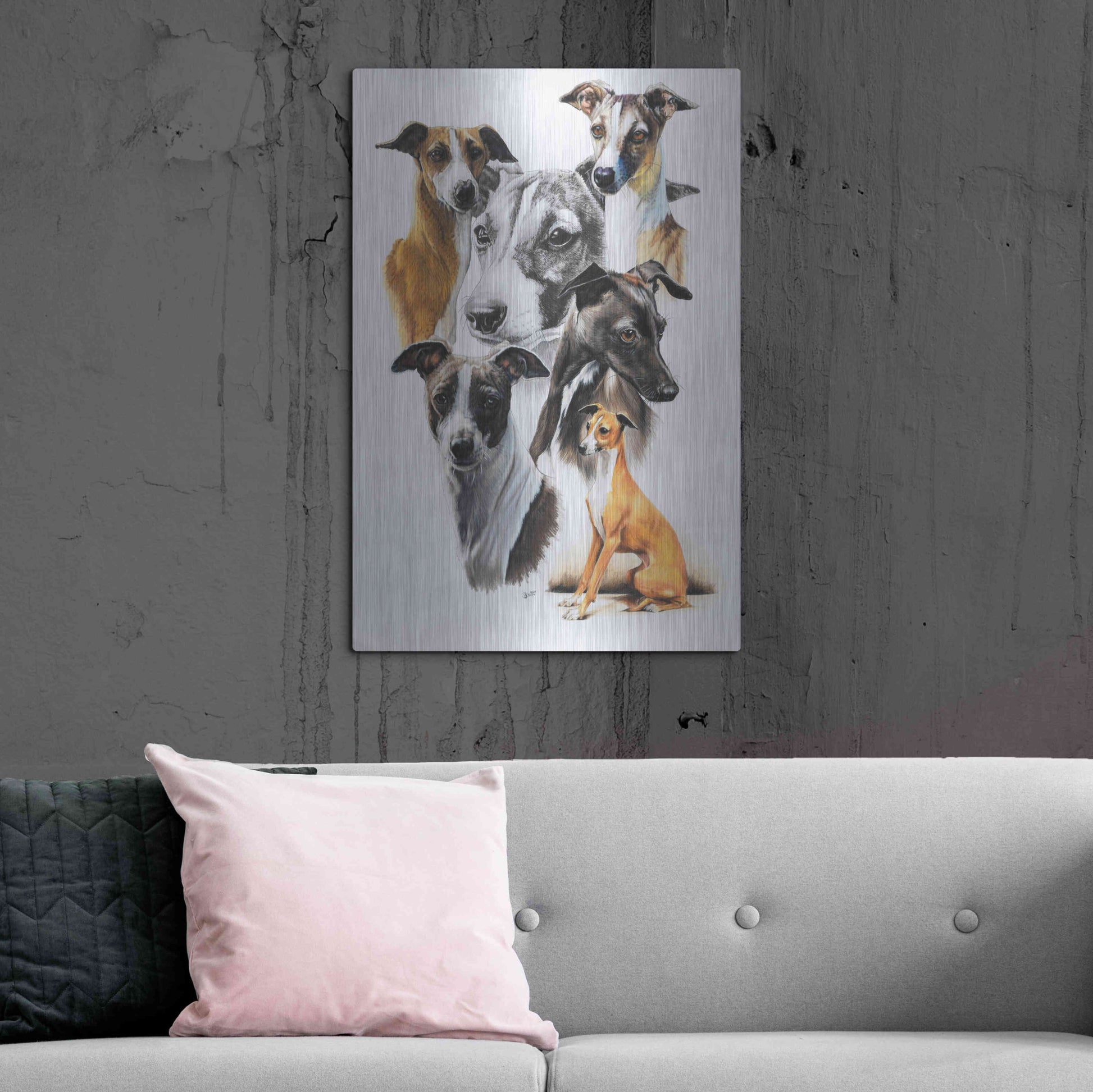 Luxe Metal Art 'Italian Greyhound Medley' by Barbara Keith, Metal Wall Art,24x36