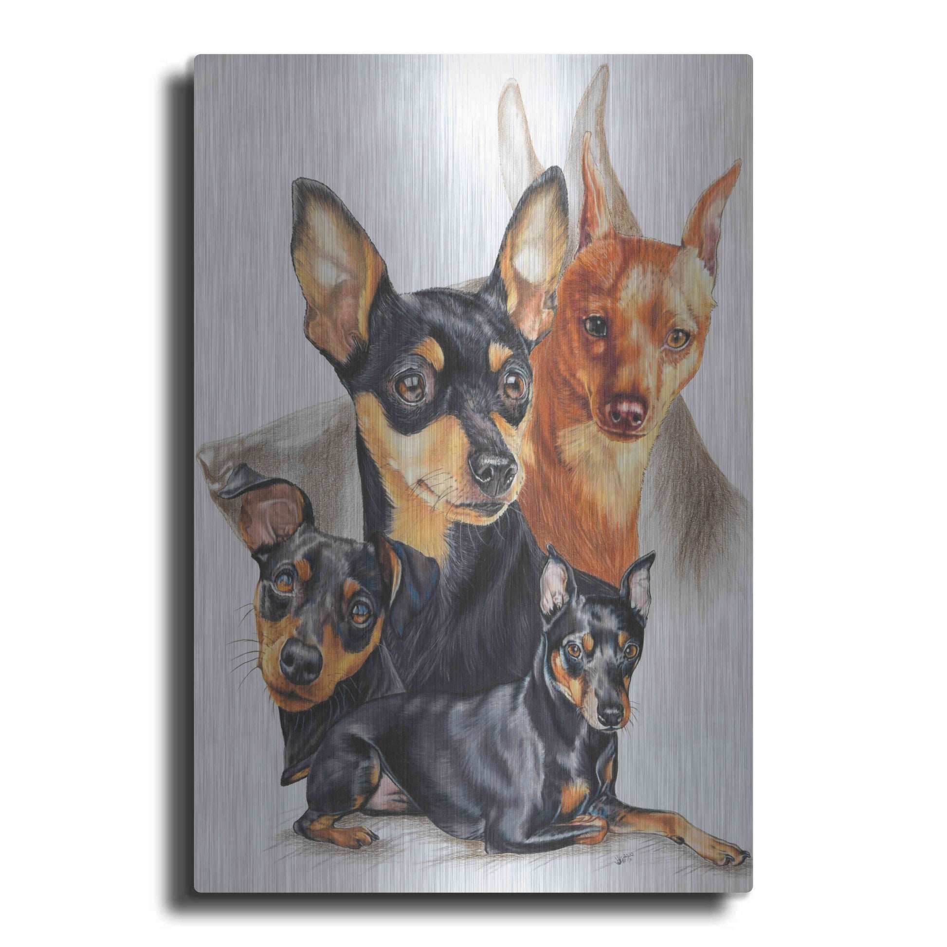 Luxe Metal Art 'Miniature Pinscher Medley' by Barbara Keith, Metal Wall Art