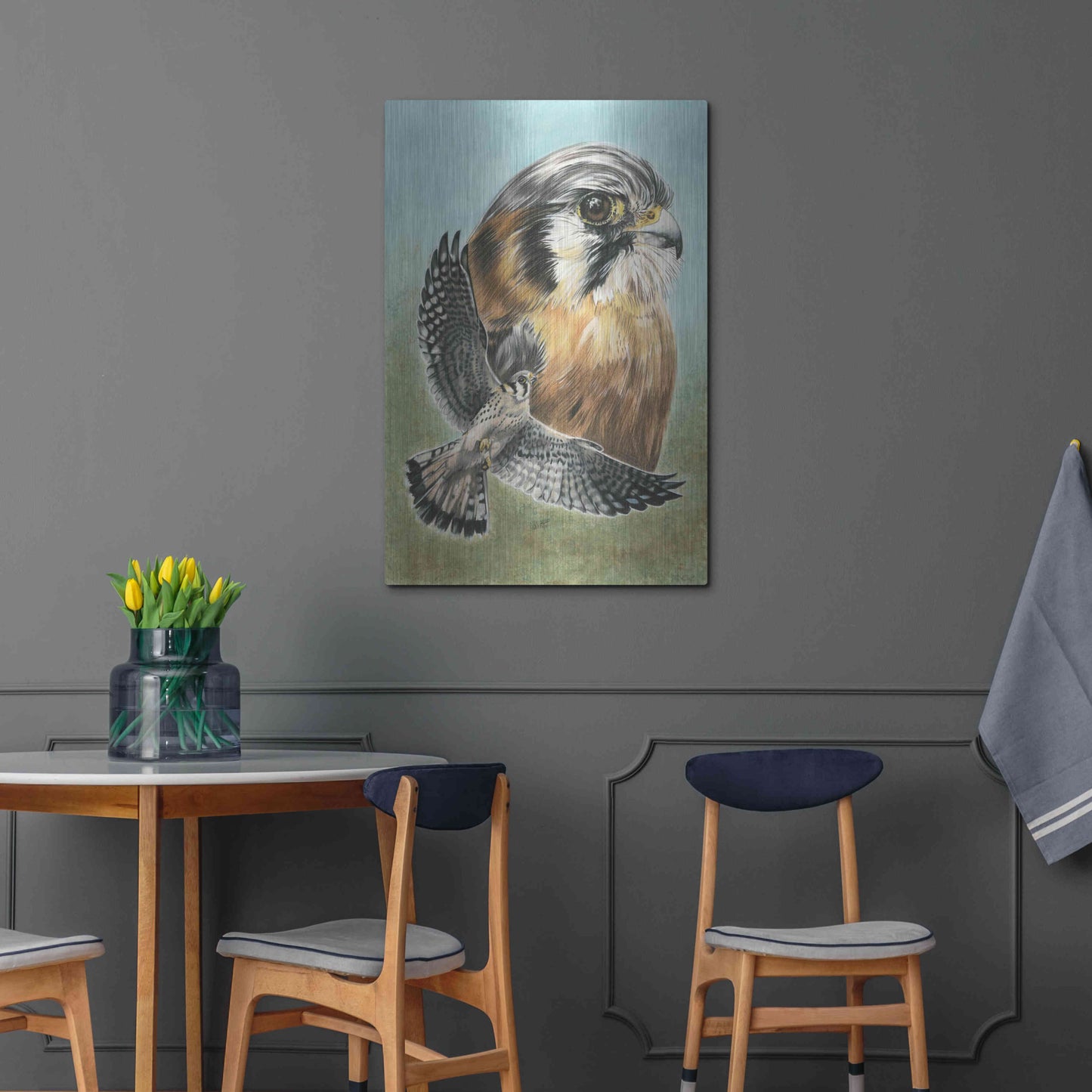 Luxe Metal Art 'American Kestrel' by Barbara Keith, Metal Wall Art,24x36