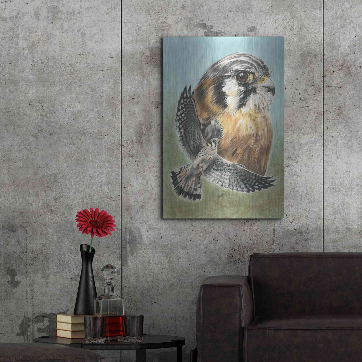 Luxe Metal Art 'American Kestrel' by Barbara Keith, Metal Wall Art,24x36