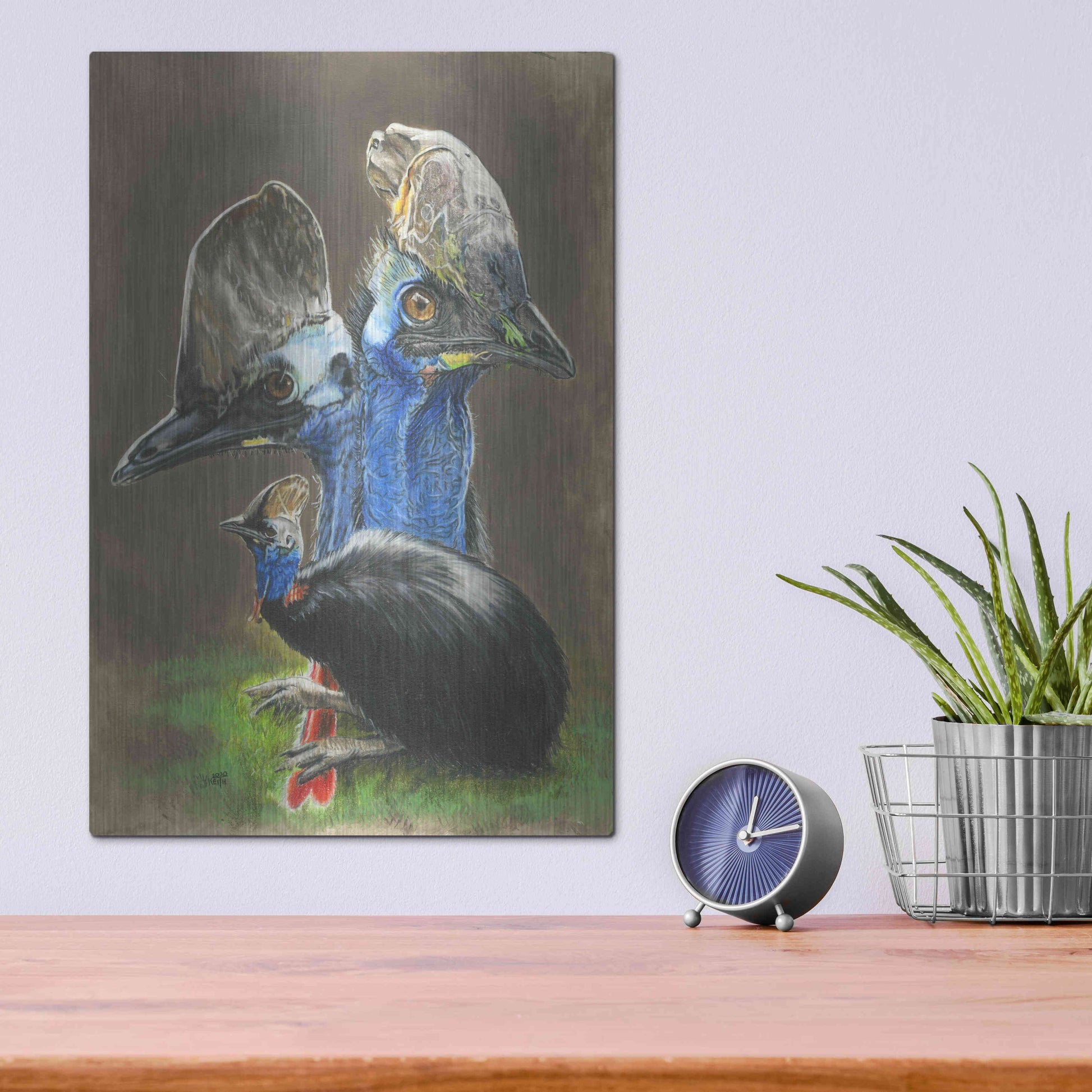 Luxe Metal Art 'Cassawary' by Barbara Keith, Metal Wall Art,12x16