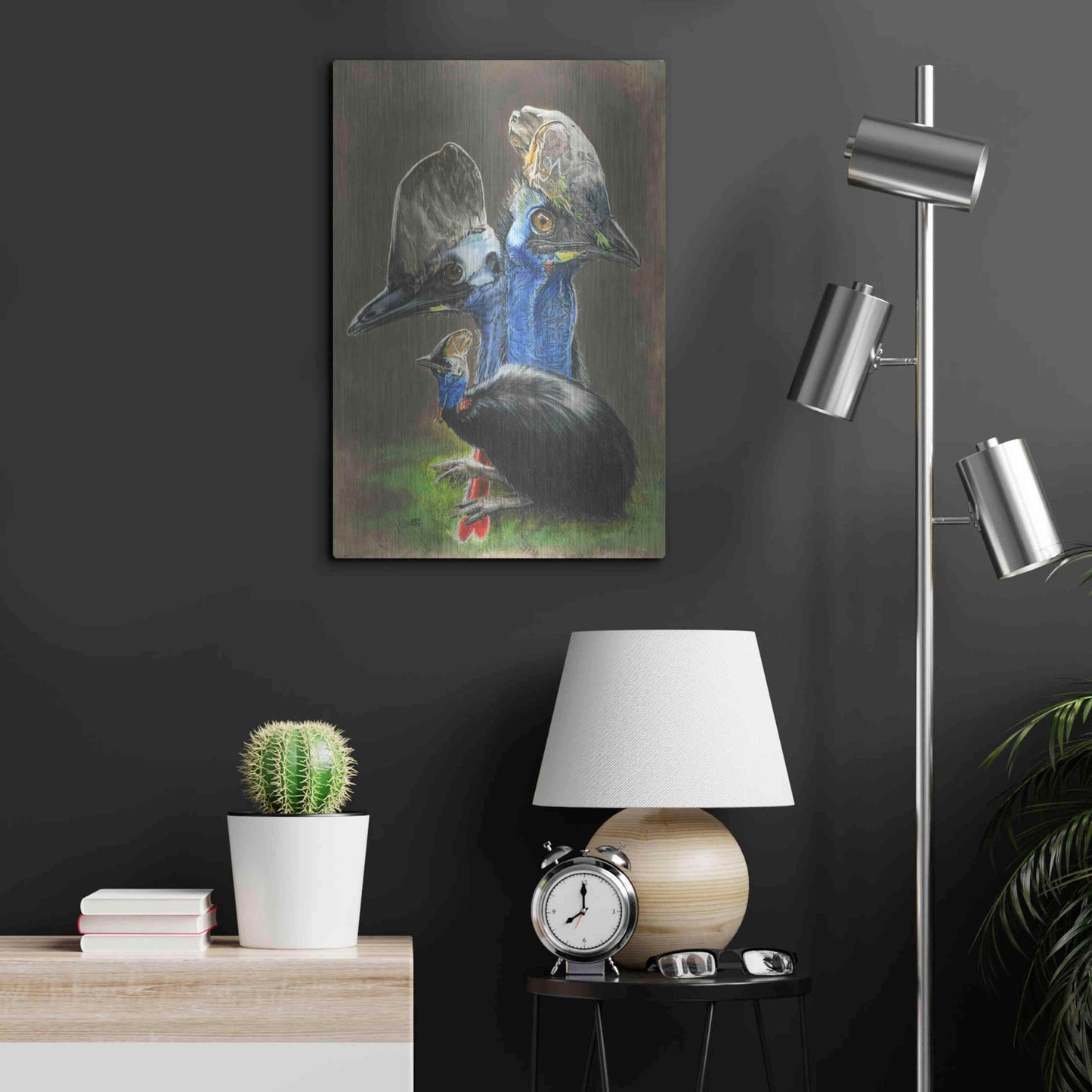 Luxe Metal Art 'Cassawary' by Barbara Keith, Metal Wall Art,16x24