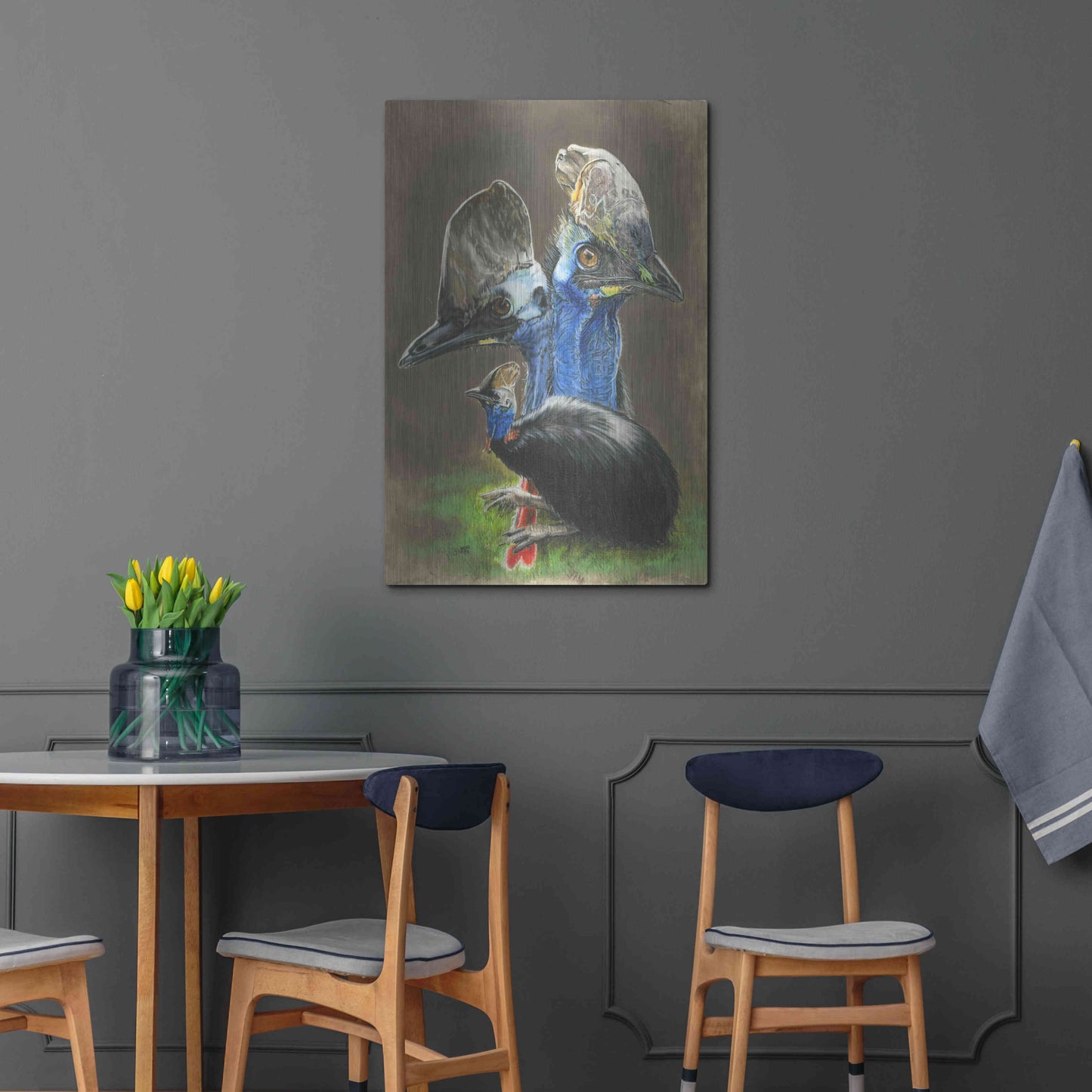 Luxe Metal Art 'Cassawary' by Barbara Keith, Metal Wall Art,24x36