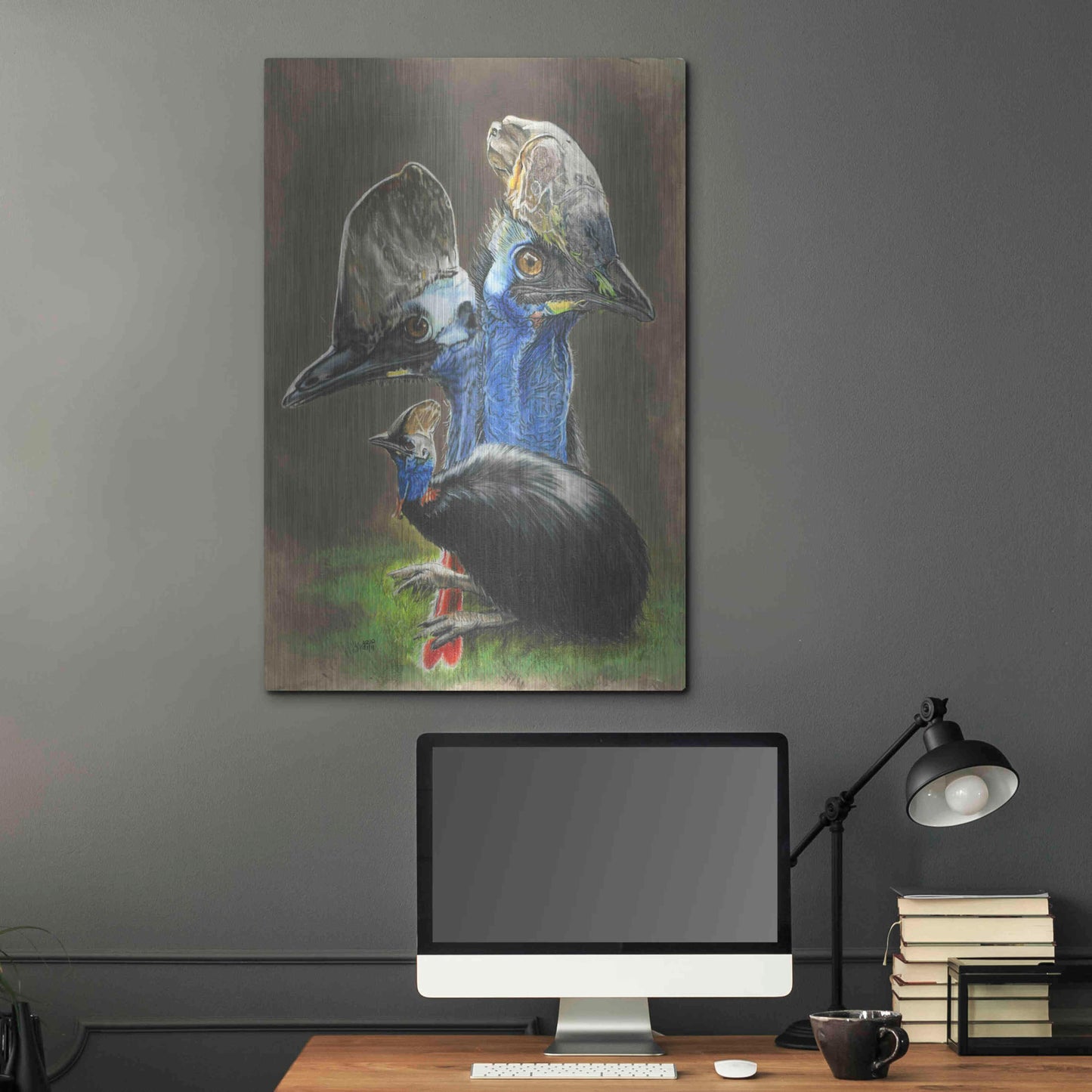 Luxe Metal Art 'Cassawary' by Barbara Keith, Metal Wall Art,24x36