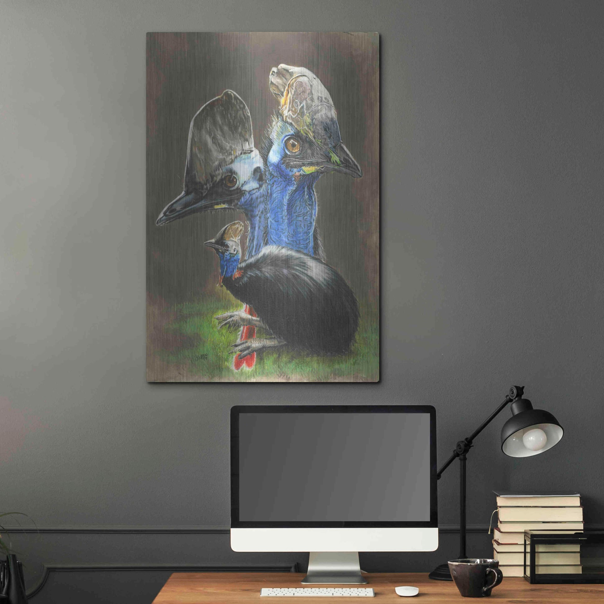 Luxe Metal Art 'Cassawary' by Barbara Keith, Metal Wall Art,24x36