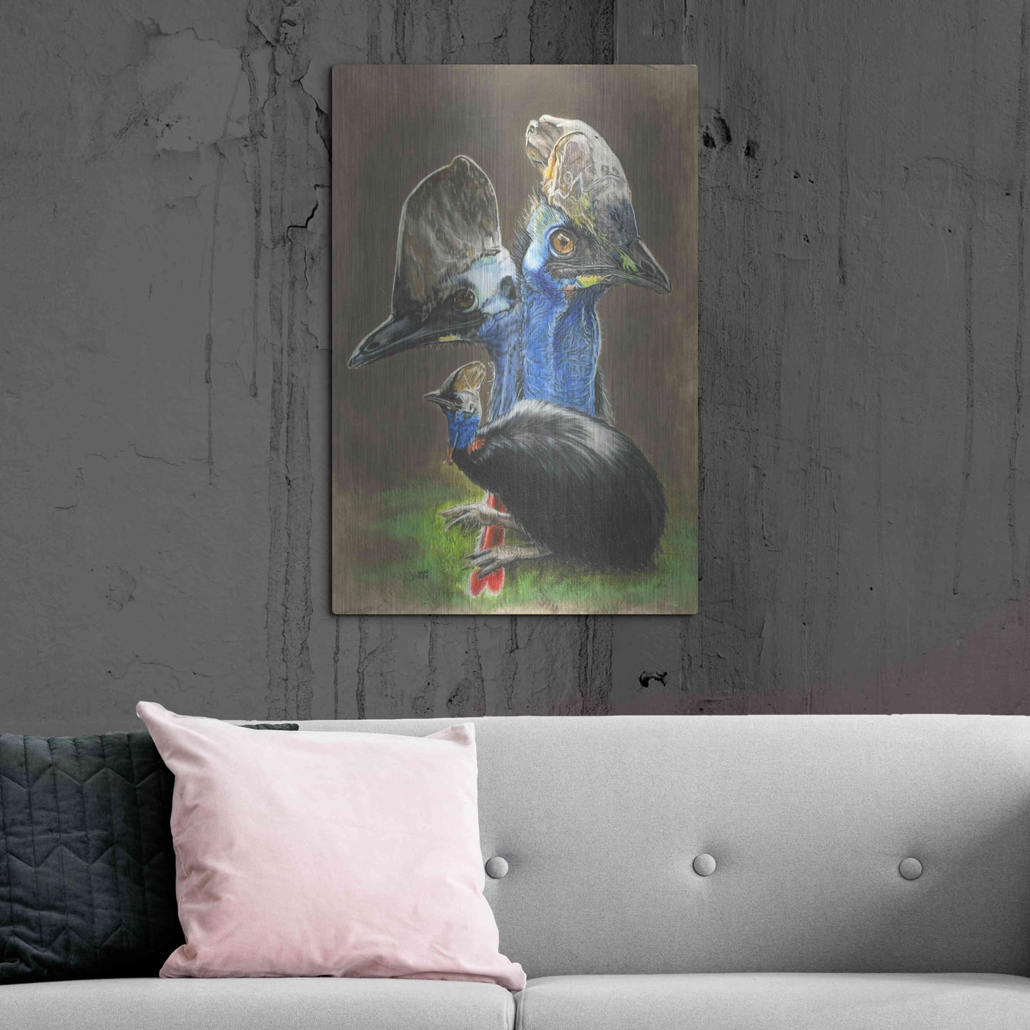 Luxe Metal Art 'Cassawary' by Barbara Keith, Metal Wall Art,24x36