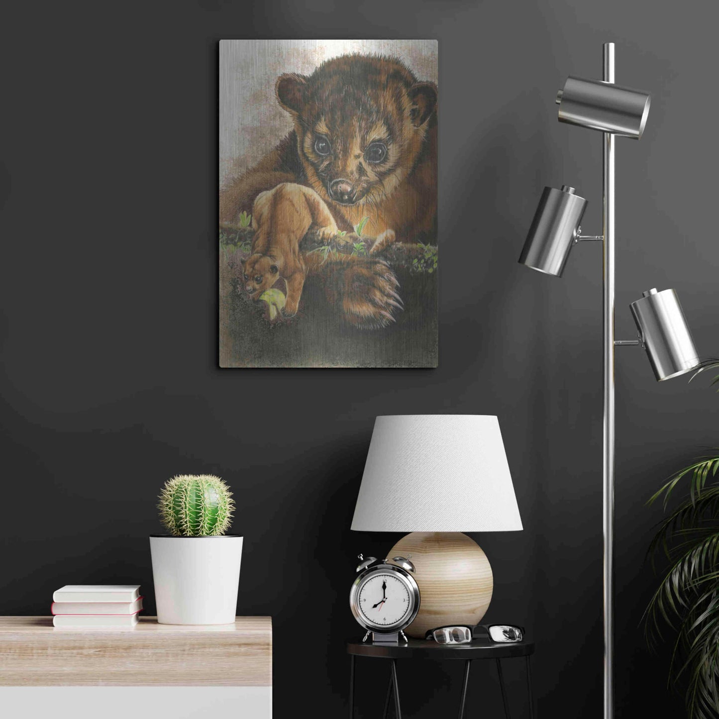 Luxe Metal Art 'Kinkajou' by Barbara Keith, Metal Wall Art,16x24