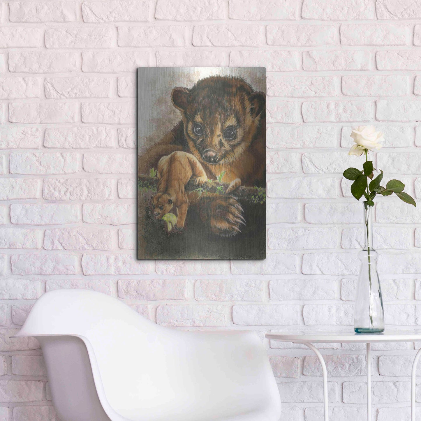 Luxe Metal Art 'Kinkajou' by Barbara Keith, Metal Wall Art,16x24