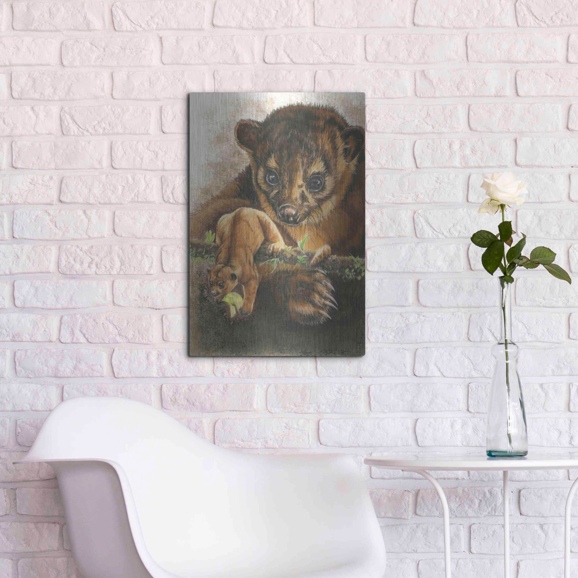 Luxe Metal Art 'Kinkajou' by Barbara Keith, Metal Wall Art,16x24