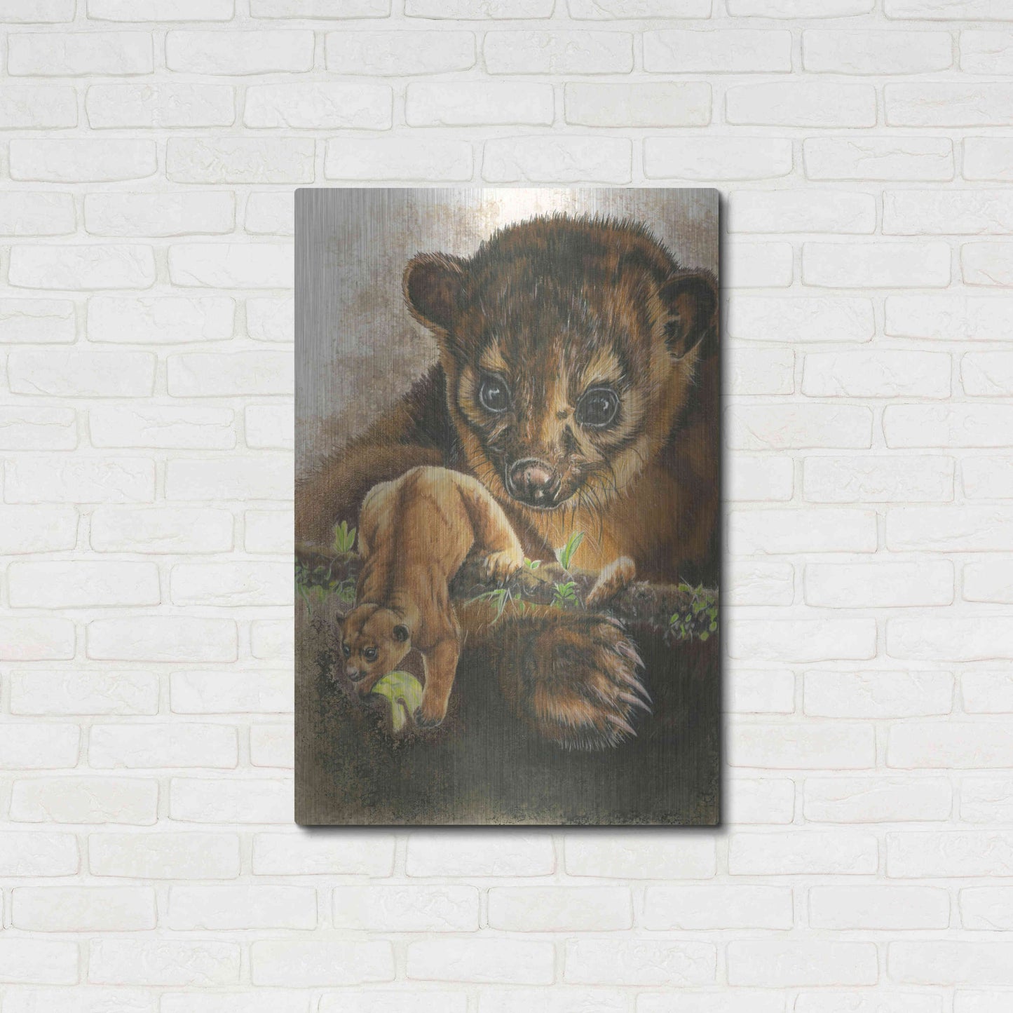 Luxe Metal Art 'Kinkajou' by Barbara Keith, Metal Wall Art,24x36