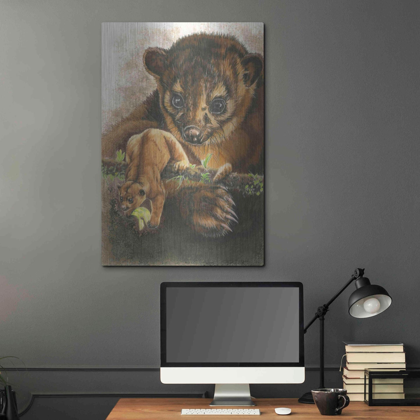 Luxe Metal Art 'Kinkajou' by Barbara Keith, Metal Wall Art,24x36