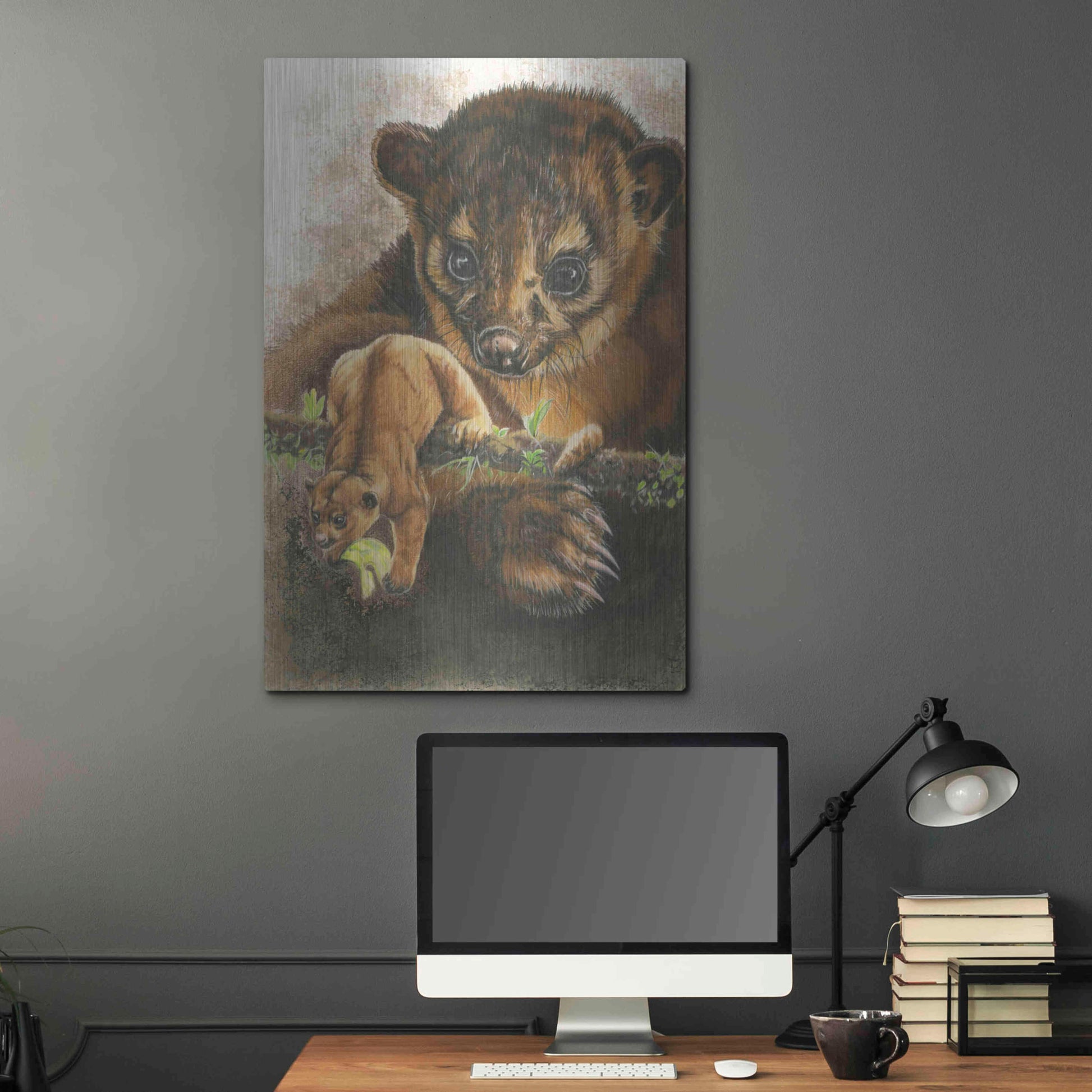 Luxe Metal Art 'Kinkajou' by Barbara Keith, Metal Wall Art,24x36