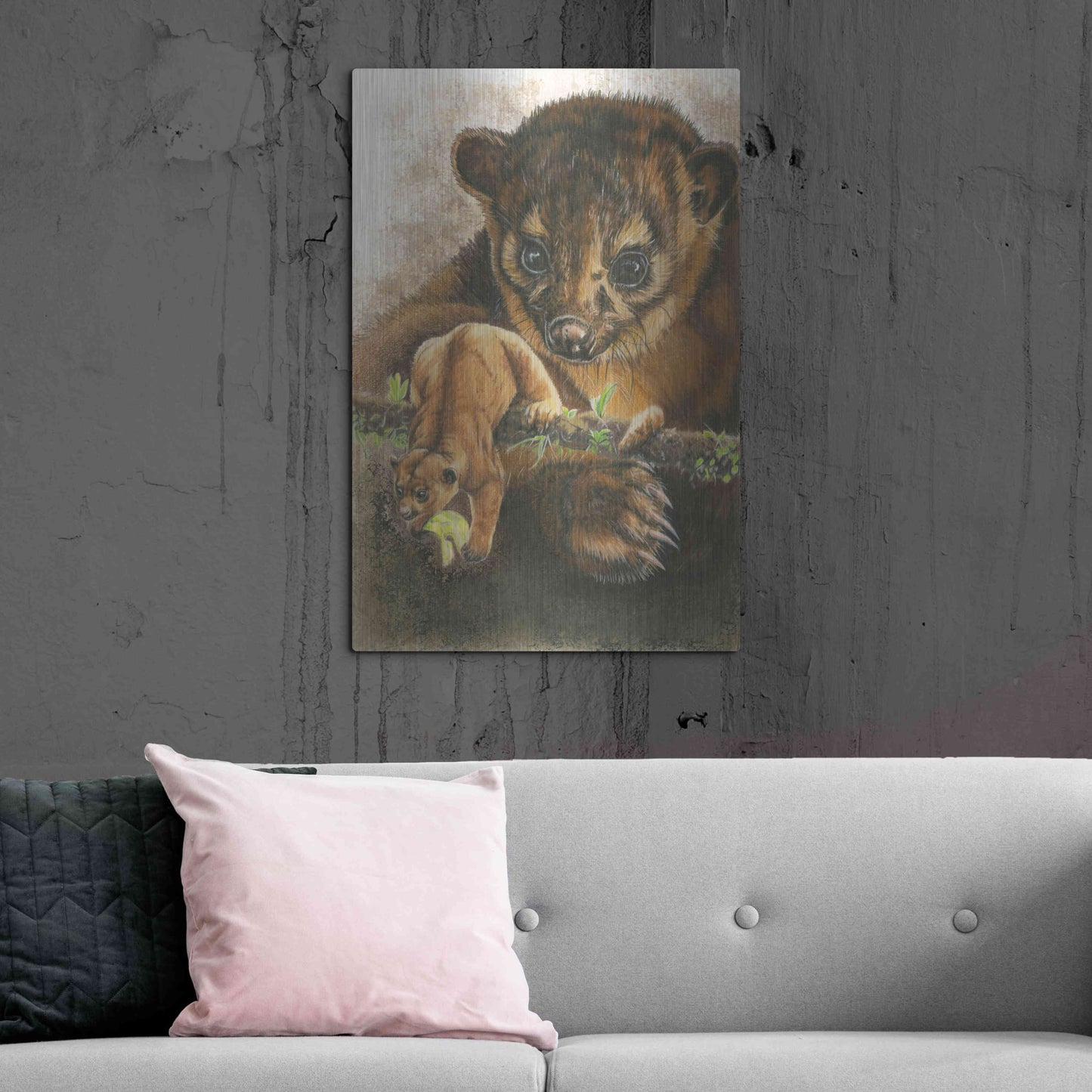 Luxe Metal Art 'Kinkajou' by Barbara Keith, Metal Wall Art,24x36