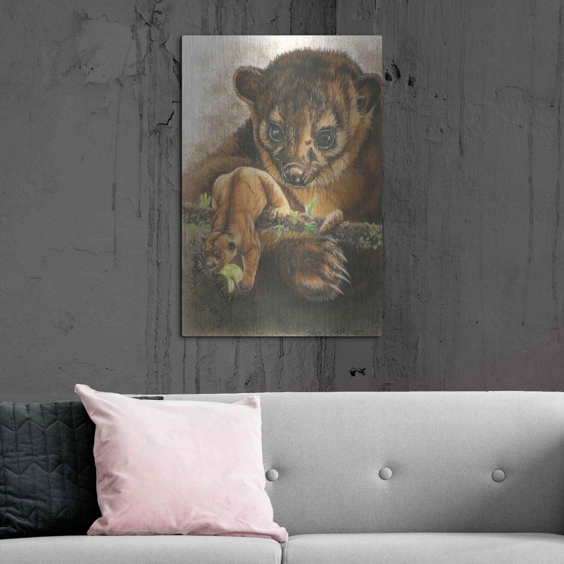 Luxe Metal Art 'Kinkajou' by Barbara Keith, Metal Wall Art,24x36
