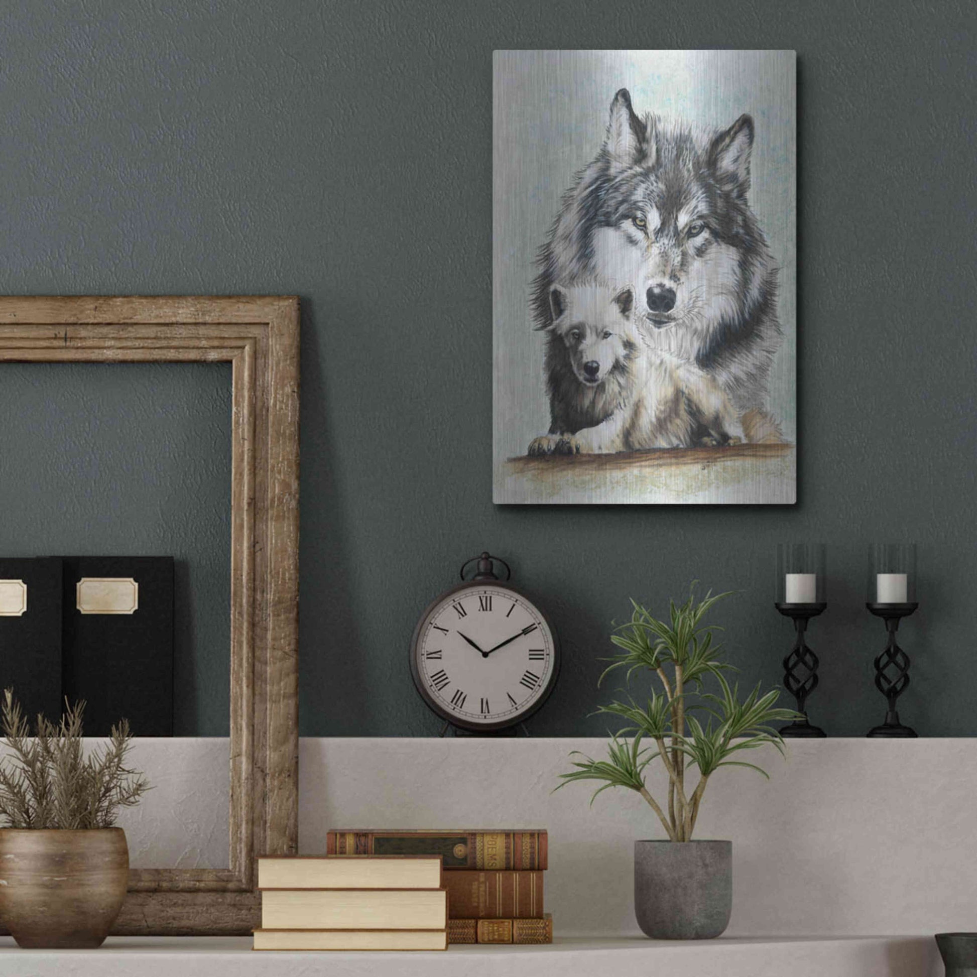 Luxe Metal Art 'Tundra Wolf' by Barbara Keith, Metal Wall Art,12x16