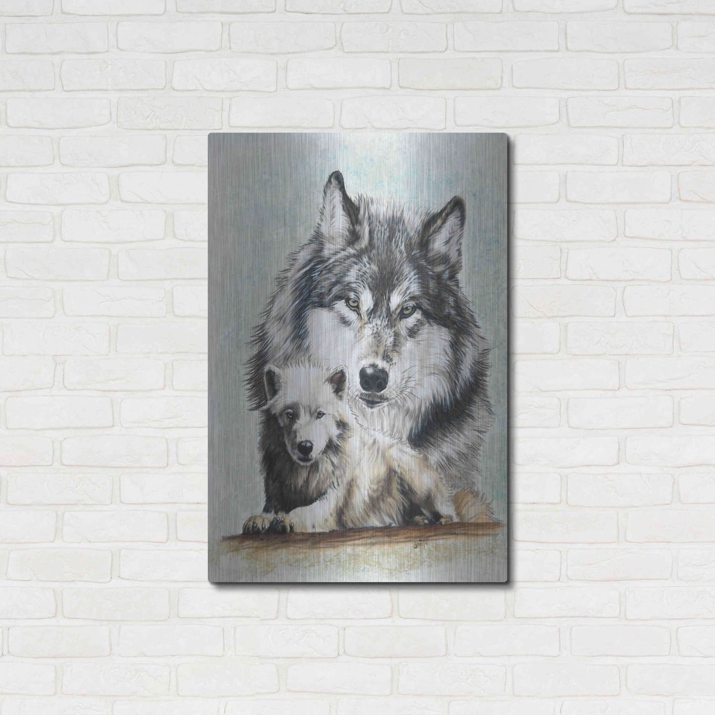 Luxe Metal Art 'Tundra Wolf' by Barbara Keith, Metal Wall Art,24x36