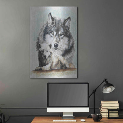 Luxe Metal Art 'Tundra Wolf' by Barbara Keith, Metal Wall Art,24x36