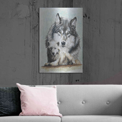 Luxe Metal Art 'Tundra Wolf' by Barbara Keith, Metal Wall Art,24x36