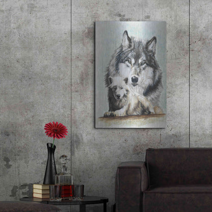 Luxe Metal Art 'Tundra Wolf' by Barbara Keith, Metal Wall Art,24x36