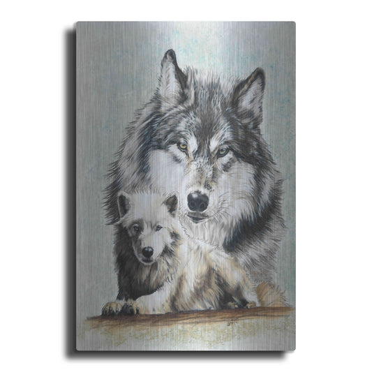 Luxe Metal Art 'Tundra Wolf' by Barbara Keith, Metal Wall Art