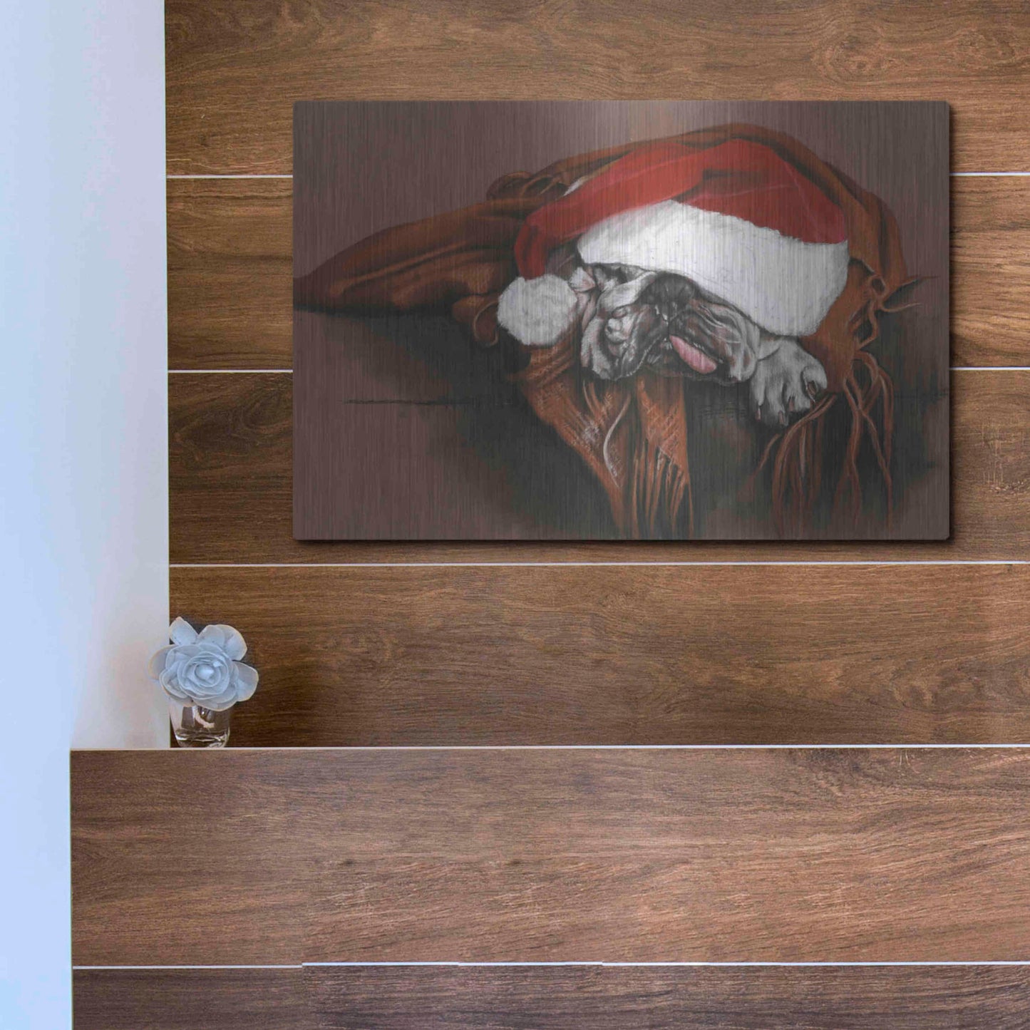 Luxe Metal Art 'Overworked Elf' by Barbara Keith, Metal Wall Art,16x12