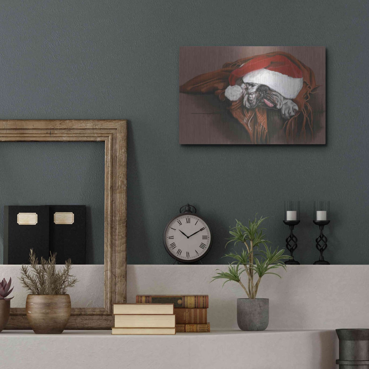 Luxe Metal Art 'Overworked Elf' by Barbara Keith, Metal Wall Art,16x12