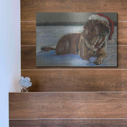 Luxe Metal Art 'Santa's Fuzzy Elf' by Barbara Keith, Metal Wall Art,16x12