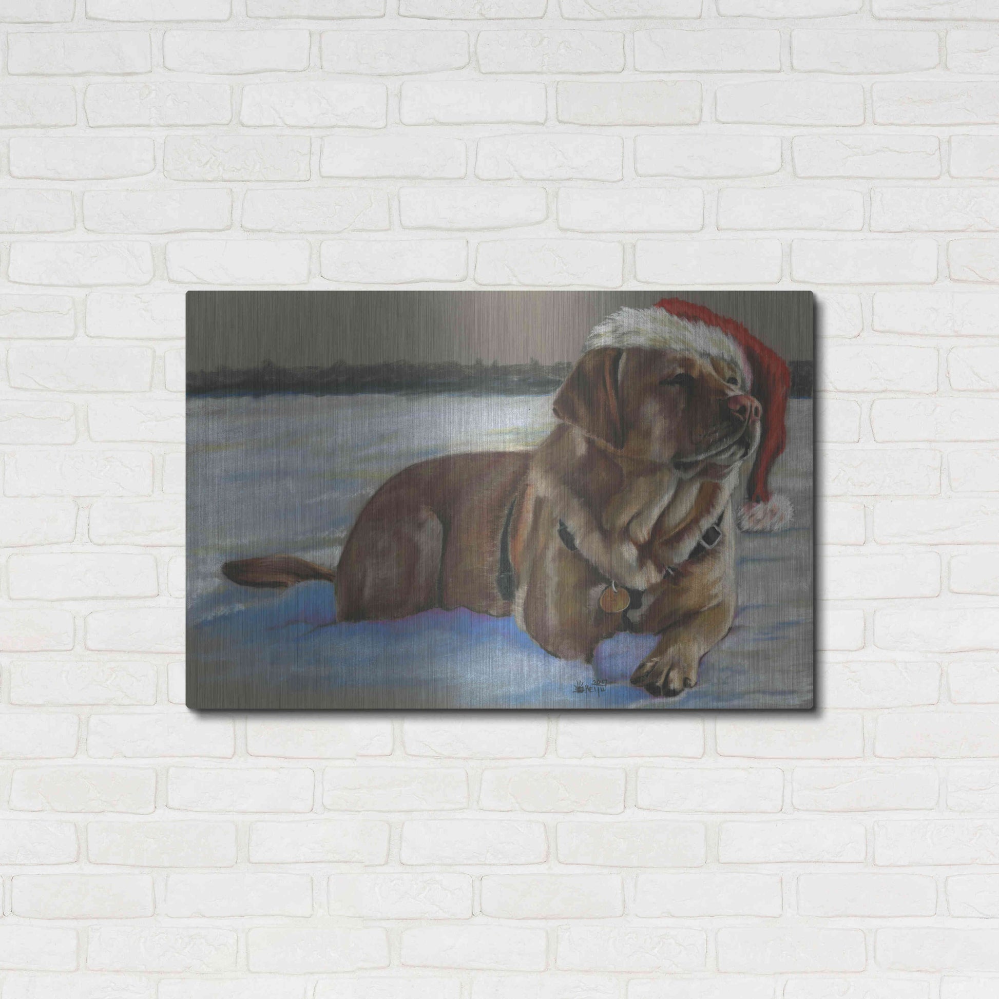 Luxe Metal Art 'Santa's Fuzzy Elf' by Barbara Keith, Metal Wall Art,36x24