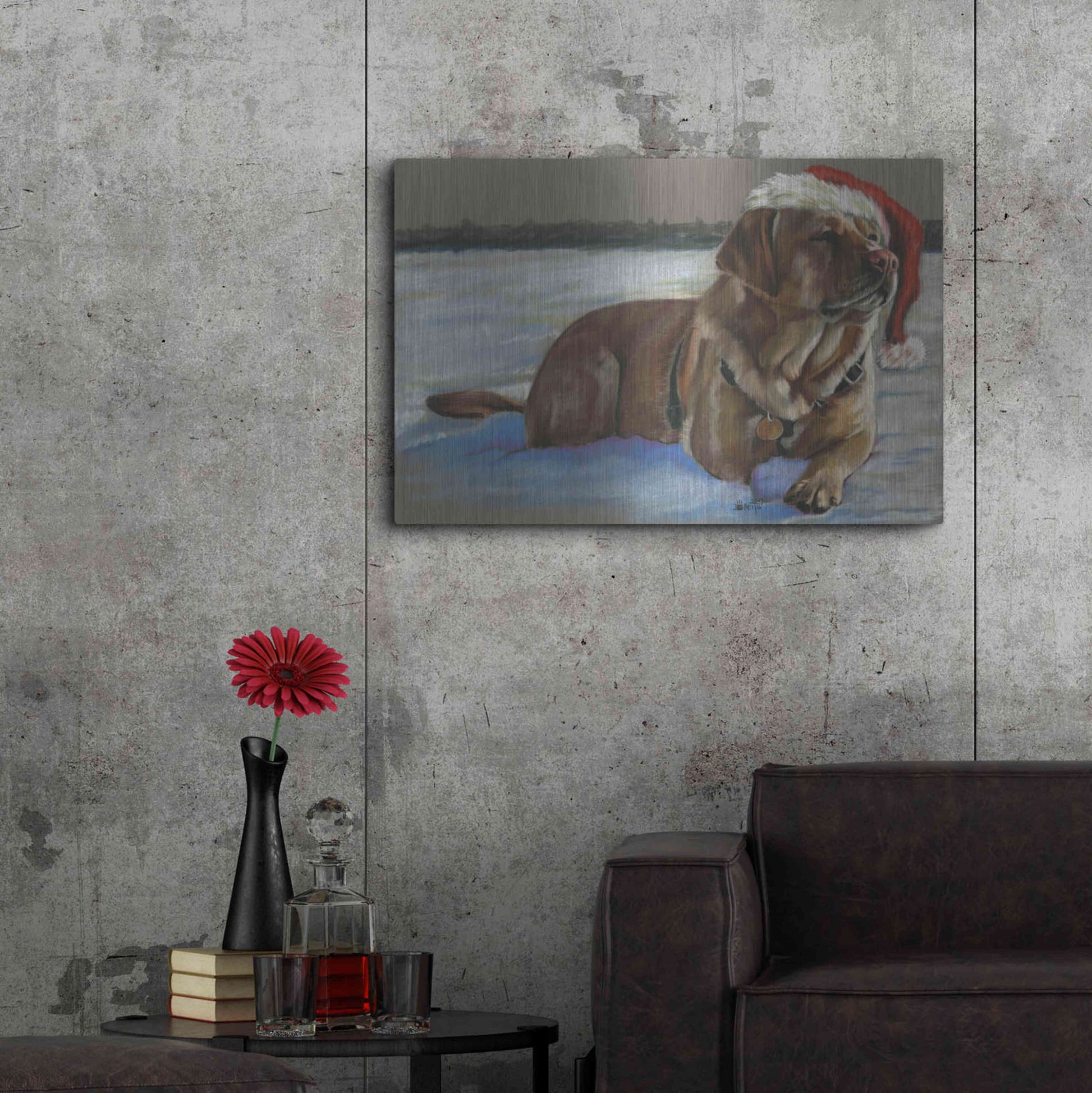 Luxe Metal Art 'Santa's Fuzzy Elf' by Barbara Keith, Metal Wall Art,36x24