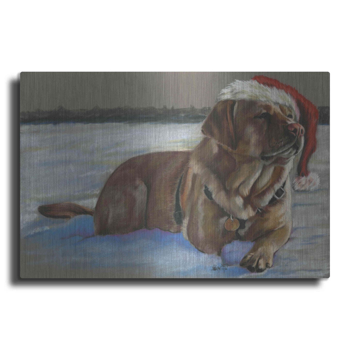 Luxe Metal Art 'Santa's Fuzzy Elf' by Barbara Keith, Metal Wall Art