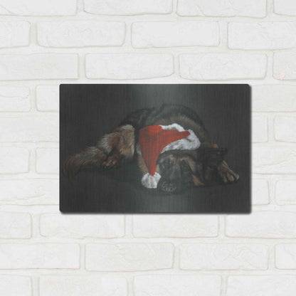 Luxe Metal Art 'Weihnachts Hound' by Barbara Keith, Metal Wall Art,16x12
