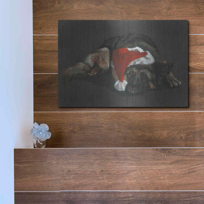 Luxe Metal Art 'Weihnachts Hound' by Barbara Keith, Metal Wall Art,16x12