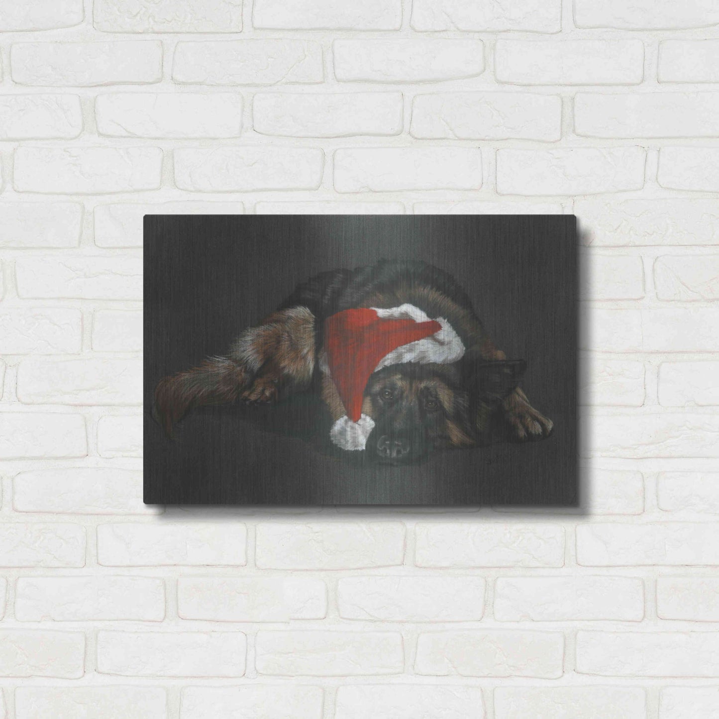 Luxe Metal Art 'Weihnachts Hound' by Barbara Keith, Metal Wall Art,24x16