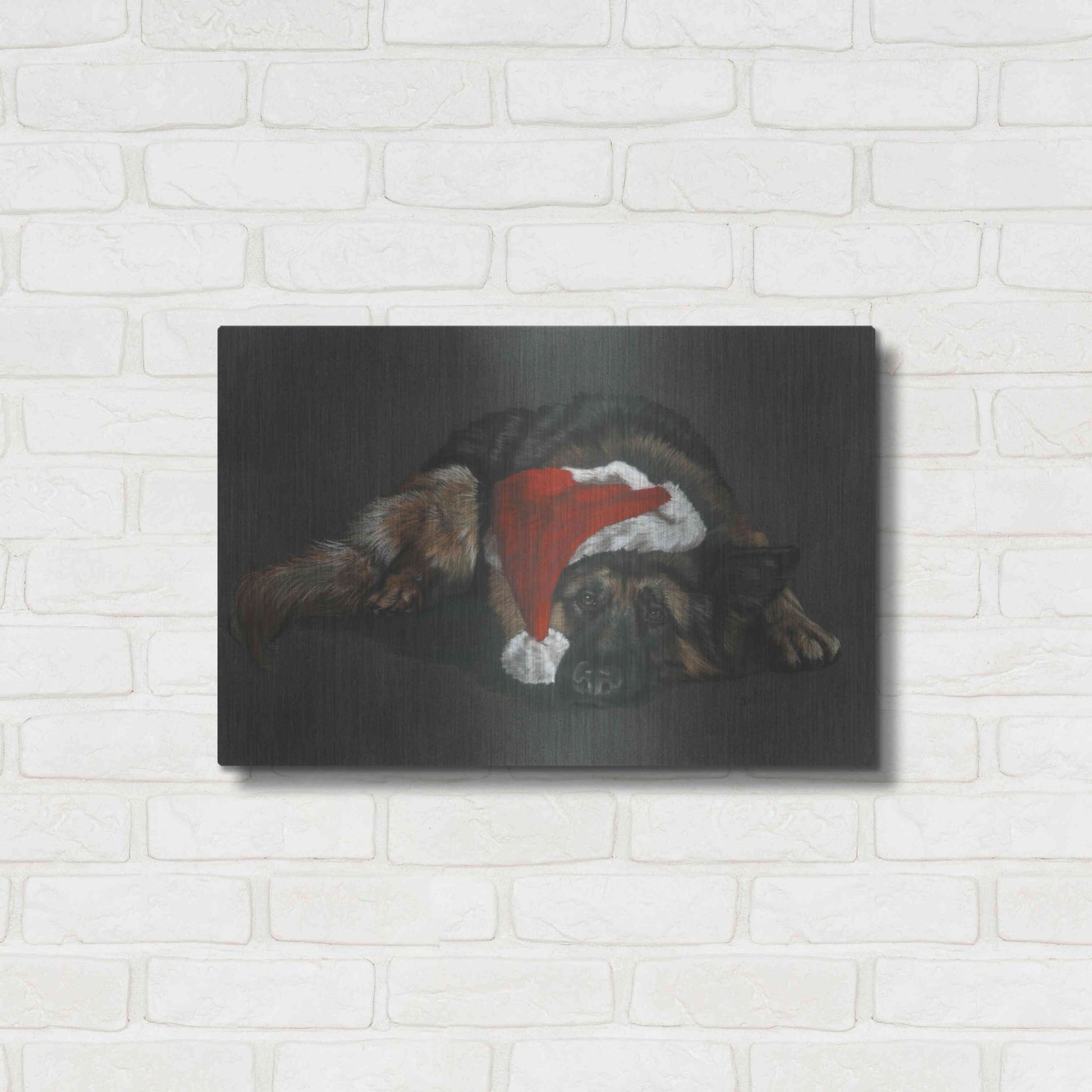 Luxe Metal Art 'Weihnachts Hound' by Barbara Keith, Metal Wall Art,24x16