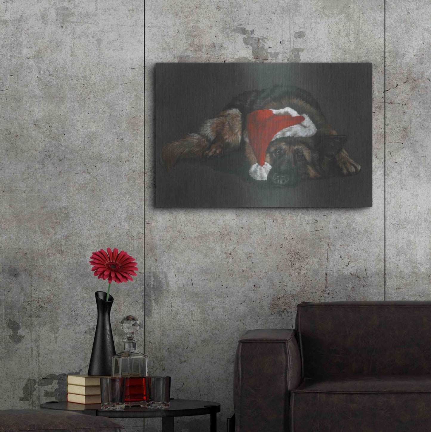 Luxe Metal Art 'Weihnachts Hound' by Barbara Keith, Metal Wall Art,36x24