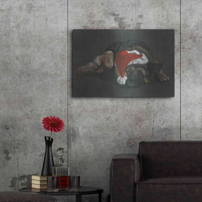 Luxe Metal Art 'Weihnachts Hound' by Barbara Keith, Metal Wall Art,36x24