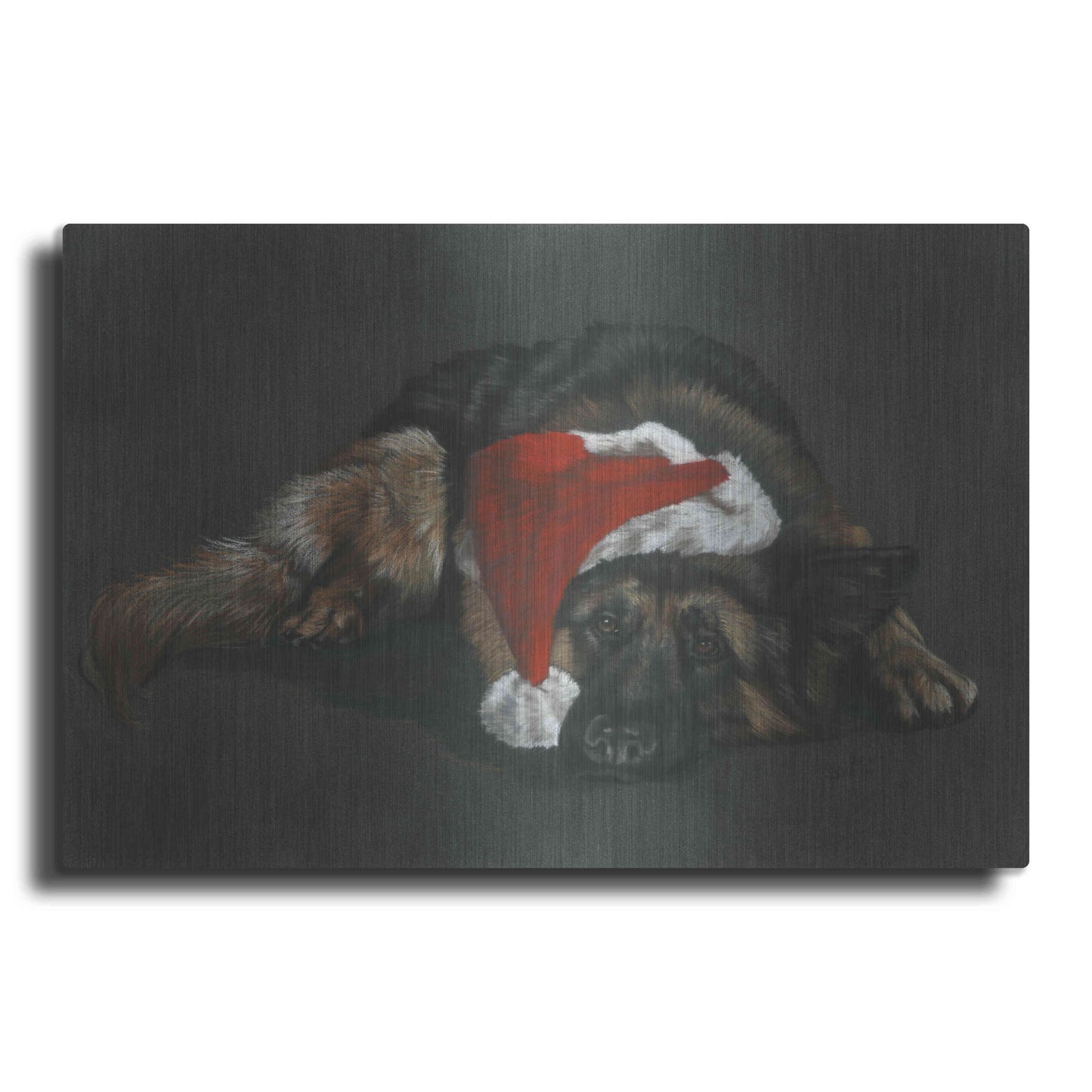 Luxe Metal Art 'Weihnachts Hound' by Barbara Keith, Metal Wall Art
